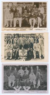 Worcestershire C.C.C. 1924 & 1931. Two sepia real photograph postcards of Worcestershire teams for 1924 by Adams & Co., Birmingham, and c.1931 with official stamp to verso for A. Wilkes & Son, West Bromwich. Earlier players featured include Root, Foster, 