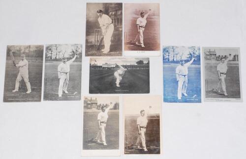 George Herbert Hirst. Yorkshire, Europeans & England 1891-1929. Nine early mono postcards of Hirst full length, the majority in bowling poses, others batting and fielding. Includes two real photograph postcards, one Rotary Photographic Series no. 3806, th