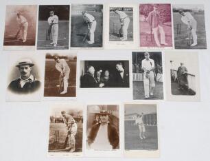 Yorkshire C.C.C. player postcards 1900s-1930s. Eight sepia real photograph postcards of Yorkshire players in various batting poses, walking out to bat, head and shoulders portraits etc. Players featured include Lord Hawke, Percy Holmes, F.S. Jackson (2 di