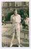 Alexander John ‘Sandy’ Bell. Western Province, South Africa & Rhodesia 1925-1939. Mono real photograph postcard of Bell standing full length wearing cricket attire in front of railings, assumed to be at Scarborough, probably on the 1929 South African tour