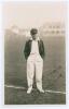 Edward Alexander van der Merwe. Transvaal & South Africa 1928-1938. Mono real photograph postcard of van der Merwe standing full length wearing South Africa cap and tour blazer on the outfield at Scarborough on the 1929 South African tour to England. Nice