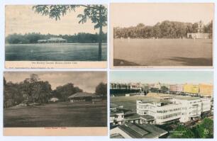 Indian cricket grounds 1910s-1940s. Three mono postcards and one in colour depicting cricket grounds in India. Each with printed title to margin. Grounds are ‘The Hockey Ground, Madras Cricket Club’ by Higginbotham & Moore, Madras, series no. 101, postmar