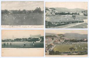 New Zealand cricket grounds 1910s-1930s. Three mono postcards and one in colour depicting cricket grounds in New Zealand. Each with printed title to margin. Grounds are ‘The Marton Park [Rangitikei], N.Z.’, Thompson’s Rangitikei Series, postmarked 1905. ‘