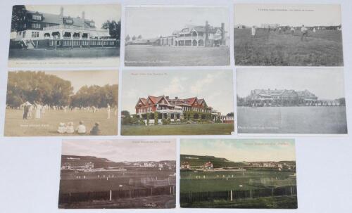 North American cricket grounds early 1900s. Eight early colour and mono postcards of grounds in the United States and Canada. Titles include ‘Cricket Ground and Fort, Portland [Oregon]’, Valentines Series no. 55663, two copies, one a nice real mono photog