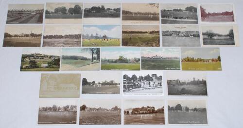 South East cricket grounds early 1900s. A good selection of twenty five postcards including a good number of real photographs and colour postcards. Real photographs include cricket grounds at Crystal Palace, Benenden, Harrow School, Hemel Hempstead, Henle