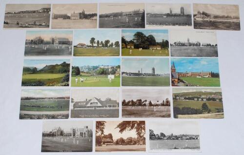 South West cricket grounds early 1900s-1970s. A good selection of twenty mainly early postcards including a good number of real photographs and colour postcards. Real photographs include cricket grounds at Clifton College, Gloucester Spa, Hartley Wintney,