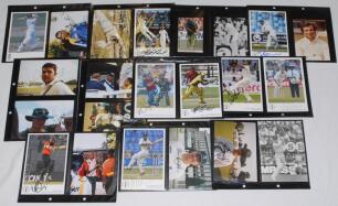 Signed collectors’ cards and photographs. Green album comprising over 280 signed collectors cards and postcard size photographs. Includes a good quantity of signed Classic Cricket Cards T.C.C.B./ E.C.B. ‘International Cricketers’ series cards. Signatures 