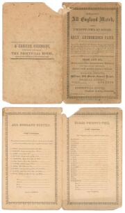 George Parr’s ‘All England Eleven in Australia and New Zealand’ 1863-64. The third England cricket tour overseas. ‘Grand All England Match versus Twenty Two of Otago, 2nd to 4th February 1864’. Very rare folding scorecard, printed by Mills, Dick & Co of D