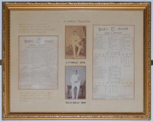 &lsquo;Eton v. Harrow&rsquo; 1870 & 1904. E.P. & R.E.H. Baily (father and son). Two original printed scorecards with complete printed scores for matches played at Lord&rsquo;s. The first is for the match played 8th & 9th July 1870, which Eton won by 21 runs. E.P. Baily (re