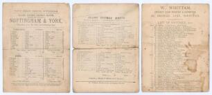 Yorkshire 1875. Two early original scorecards with complete printed scores for matches played in 1875, both with complete printed scores. One is for Nottinghamshire v. Yorkshire played at Trent Bridge 26th- 28th August 1875. Yorkshire batted first and wer