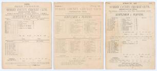 &lsquo;Gentlemen v. Players&rsquo; 1881-1883. Three early original scorecards for matches played at Kennington Oval 30th June- 2nd July 1881, 29th June- 1st July 1882, and 28th- 30th June 1883. The 1882 scorecard with complete printed scores, the others incomplete. I