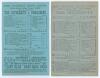 Cambridge University C.C. 1890 & 1891. Two early original scorecards for matches played at Fenner&rsquo;s Ground, Cambridge, both with complete printed scores. The first for the match v. Yorkshire 29th- 31st May 1890. Yorkshire (193 & 146) lost to Cambridge (32