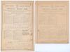 Sussex C.C.C. 1892. Two early original scorecards for matches played at Hove in 1892. Matches are v. Gloucestershire 13th & 14th June. Complete printed and handwritten scores in ink. Gloucestershire (125 & 205) lost to Sussex (228 & 103/3) by seven wicket