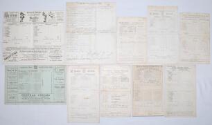 Australia tour to England 1926. Ten original scorecards for tour matches played on the 1926 tour. Matches v Leicestershire, Aylestone Road, Leicester, 1st- 3rd May, players listed at start of play, match drawn. v Surrey, Kennington Oval, 8th- 11th May, ty