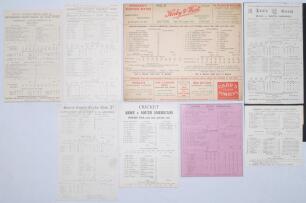 South Americans&rsquo; tour to England 1932. Eight rare original scorecards from the 1932 tour. Scorecards, with complete printed scores except where stated, are &lsquo;[Oxford] University v. South American XI&rsquo;, The Parks, Oxford, 4th- 7th June, South Americans won b