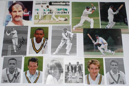 Nottinghamshire C.C.C. 1960s-1990s. Thirty seven original mono and colour press photographs of Nottinghamshire players in match action and player portraits. Each photograph signed by the featured player. Signatures include Simpson, W. Taylor, Rice, Newell