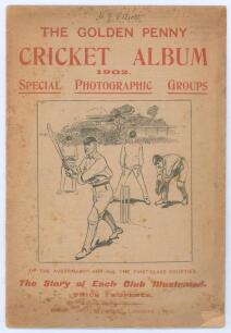 &lsquo;The &ldquo;Golden Penny&rdquo; Cricket Album 1902. Special Photographic Groups of the Australians and all the first-class counties&rsquo;. London 1902. Original pictorial wrappers. Ownership name in ink to front wrapper. Some soiling and wear to wrappers with small loss t
