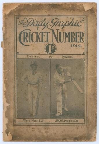 &lsquo;The Daily Graphic. Cricket Number 1914&rsquo;. Original complete edition of the Cricket Number for 1914. Forty pages with an excellent picture and article relating to the M.C.C. tour to South Africa 1913/14. Plus pictures of all the County teams and other play