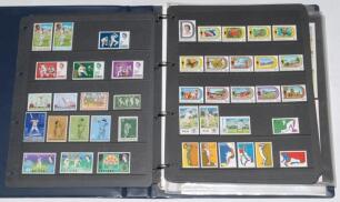World cricket and sporting stamps 1960s-2010s. A large philatelic collection of individual stamps, miniature and some full sheets, presentation packs, stamp books etc. contained in five albums and loose. Countries of issue include Great Britain, Isle of M