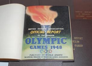 Olympic Games. Seven Official Reports of the British Olympic Association for the 1948, 1952, 1956, 1960, 1964, 1968 and 1972 games. Published by World Sports. All bound in brown boards with gilt titles to front board and spine, all with original covers. O