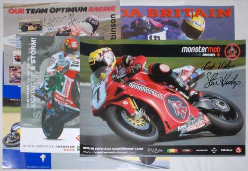 Motorcycling 1990s-2000s. A good selection of posters, some signed. Signed posters include Garry McCoy & Regis Laconi (Red Bull/ Yamaha), signed by McCoy, Colin Edwards and Aaron Slight (World Superbikes 2000) signed by Edwards, James Toseland and Stuart 