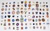 Football and rugby badges and collectibles. A large collection of over one hundred metal football club pin badges, the majority English Football League clubs, some non-League, Scottish etc., and a complete set of thirty two Real Madrid chess pieces in gol