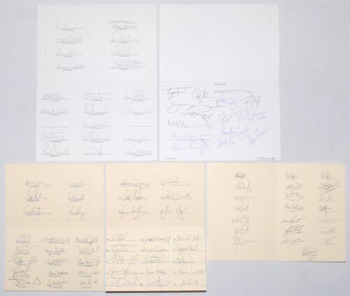 Rugby Union. ‘Scottish Rugby Union Squad’ 1995-2005. Five folding cards, each signed in ink (one in pencil) to the inside by members of Scotland teams. Matches are v Canada at Murrayfield 21st January 1995 (21 signatures in pencil), v France at Murrayfiel