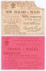 Rugby Union international tickets 1924 & 1929. New Zealand ‘Invincibles’ tour of Britain, Ireland and France 1924/35. Original ‘Press (Complimentary)’ ticket for the match v Wales at St. Helens Ground, Swansea, 29th November 1924. New Zealand won 19-0. Lo