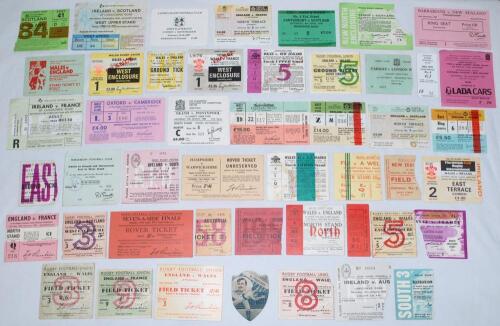 Rugby match tickets 1954-2017. A large selection of over two hundred official match tickets for home internationals, tour matches, club matches etc., with good Wales and Welsh club interest. Includes matches played at Cardiff Arms Park, Twickenham, Lansdo