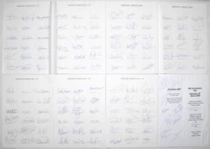 Preston North End. Seven autograph sheets, all headed ‘Preston North End F.C.’ each sheet signed by eighteen former players. Signatures include Kendall, Anderton, Walton, Thompson, Else, Finney, Evans, Docherty, Atkinson, McAteer, Charnley, Worthington, S