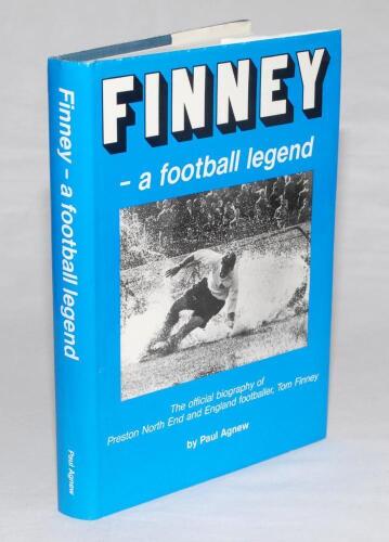 Finney - a Football Legend&rsquo;, Paul Agnew, Carnegie Press 1989. With booksellers label to front signed by Finney and author Paul Agnew. Various signatures to internal pages, some signed to the book page and others laid down to page on paper pieces. Signatur