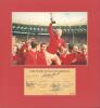 England &lsquo;1966 World Cup Champions&rsquo;. Mounted colour picture of Bobby Moore holding the World Cup and being held aloft by members of the team below this, inset into the mount, is a limited edition sheet with title and players names and signed by ten of the 