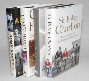 World Cup 1966. Four hardback autobiographies of members of the England World Cup 1966 squad, each signed to title page by the player. ‘Sir Bobby Charlton, The Autobiography’ 2007, ‘Alan Ball. Playing Extra Time’ 2004, ‘Geoff Hurst 1966 and all that. My A