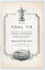 F.A. Cup Final 1934. Portsmouth v Manchester City. Official programme for the Final played at Wembley on 28th April 1934. Sadly lacking original wrappers, some soiling to rear page, light vertical fold to centre otherwise in good condition