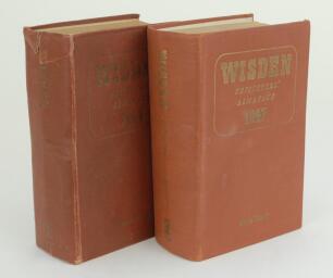 Wisden Cricketers’ Almanack 1947 and 1948. Original hardback editions. The 1947 edition with minor marks to boards, broken internal hinges to front and rear otherwise in good condition. The 1948 edition in only fair condition, worn and faded gilt titles, 