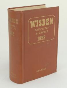 Wisden Cricketers’ Almanack 1952. Original hardback. Some wear to the front internal hinge, odd very minor faults otherwise in good/very good condition