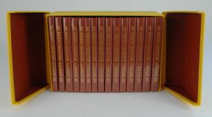 Wisden Cricketers’ Almanack 1864-1878. Fifteen facsimile editions published by John Wisden & Co Ltd, London 1991. Limited edition 770/1000. Brown hard board covers with gilt lettering to covers and spine. In original yellow presentation box, a little grub