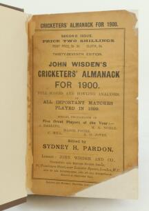 Wisden Cricketers’ Almanack 1900 and 1901. 37th & 38th editions. The 1900 edition bound in brown boards, with original wrappers, with gilt titles to spine. some wear and loss to the front wrapper, lesser loss to the corner of the rear wrapper otherwise in