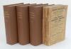 Wisden Cricketers’ Almanack 1909, 1910, 1911 and 1912. 46th, 47th, 48th & 49th editions. The last three editions bound in brown boards, lacking original paper wrappers, gilt titles to spine. The 1909 edition with original wrappers, breaking to spine block