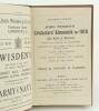 Wisden Cricketers’ Almanack 1918. 55th edition. Bound in brown boards, lacking original paper wrappers, with gilt titles to front board and spine. Lacking advertising page at the rear otherwise in good/very good condition. Rare war-time edition. Sold with