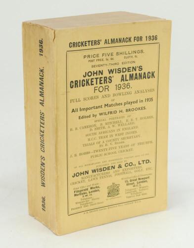 Wisden Cricketers’ Almanack 1936. 73rd edition. Original paper wrappers. Minor wear to spine otherwise in good/very good condition