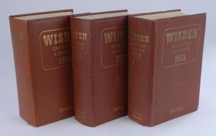 Wisden Cricketers’ Almanack 1959, 1961 and 1963. Original hardback editions. Minor marks and minor faults to boards and spine otherwise in good/very good condition