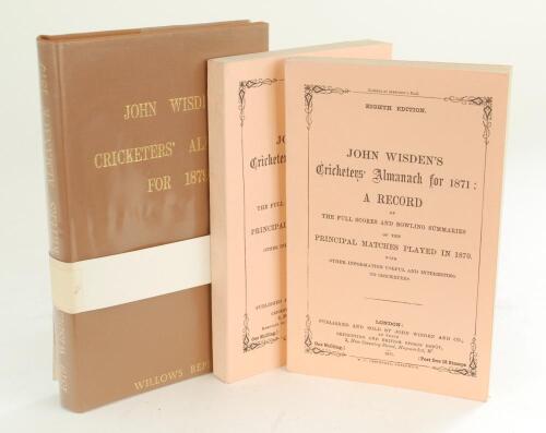 Wisden Cricketers’ Almanack 1879. Willows softback reprint (1991) in light brown hardback covers with gilt lettering. Limited edition 306/1000. In un-opened condition with white band attached as issued. Very good condition with original receipt from Willl