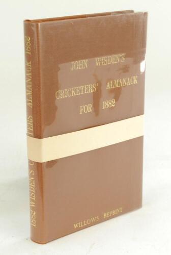 Wisden Cricketers’ Almanack 1882. Willows softback reprint (1988) in light brown hardback covers with gilt lettering. Limited edition 305/500. In un-opened condition with white band attached as issued. Very good condition