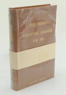 Wisden Cricketers’ Almanack 1891. Willows softback reprint (1991) in light brown hardback covers with gilt lettering. Limited edition 384/500. In un-opened condition with white band attached as issued. Very good condition with original receipt from Willlo