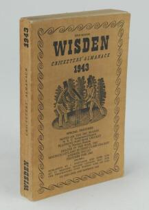 Wisden Cricketers’ Almanack 1943. 80th edition. Original limp cloth covers. Only 5600 paper copies printed in this war year. Minor wear to covers, fold to the rear cover corner, worn front internal hinge otherwise in good+ condition. Rare war-time edition