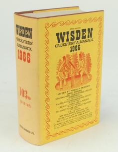 Wisden Cricketers’ Almanack 1966. Original hardback with dustwrapper. Minor mark to the top of the page block otherwise in good/very good condition