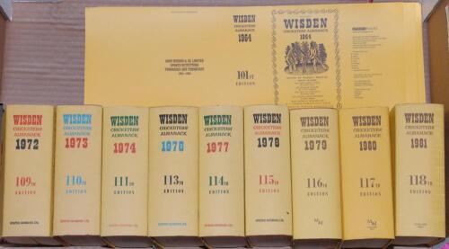 Wisden Cricketers’ Almanack 1972 to 1974 and 1976 to 2023. Original hardback editions with dustwrapper. Generally good/very good condition throughout. Sold with ‘The Little Wonder. The Remarkable History of Wisden’. Robert Winder, London 2013, ‘An Index t