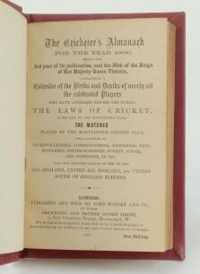 Wisden Cricketers’ Almanack 1866. 3rd edition. Bound in red boards, lacking original paper wrappers, with title and date in gilt to spine, red speckled page edges. Pages checked, complete. Pages trimmed by the binder. Good/very good condition.