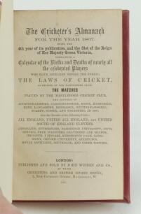 Wisden Cricketers’ Almanack 1867. 4th edition. Bound in red boards, lacking original paper wrappers, with title and date in gilt to spine, red speckled page edges. Pages checked, complete. Pages trimmed by the binder. Good/very good condition.